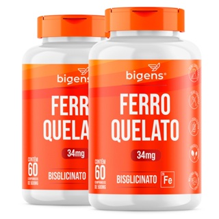 BIGENS KIT 2X FERRO QUELATO BISGLICINATO em Oferta na Shopee