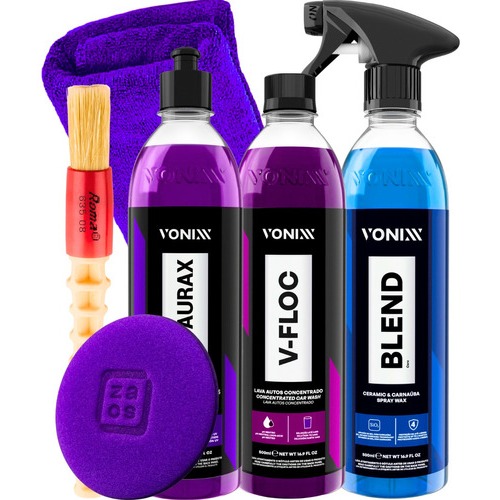 Kit Automotivo Cera Blend Shampoo V-Floc Restaurax Plástico em Oferta na Shopee