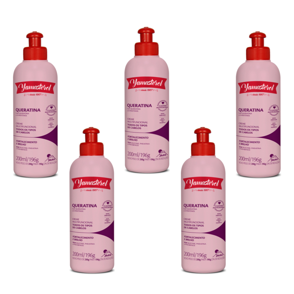 Creme Multifuncional Yamasterol Queratina 200g  Yamá (Kit C/05) - Perfumaria em Casa