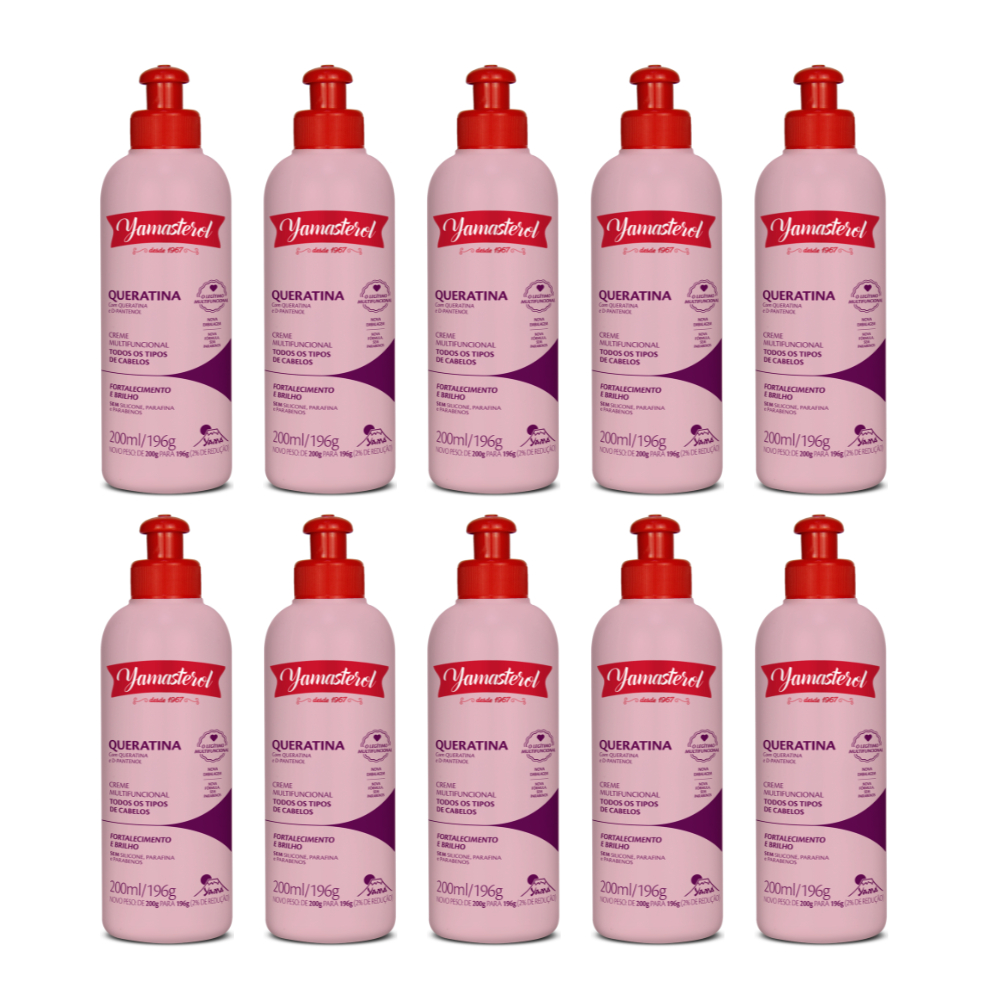 Creme Multifuncional Yamasterol Queratina 200g  Yamá (Kit C/10)