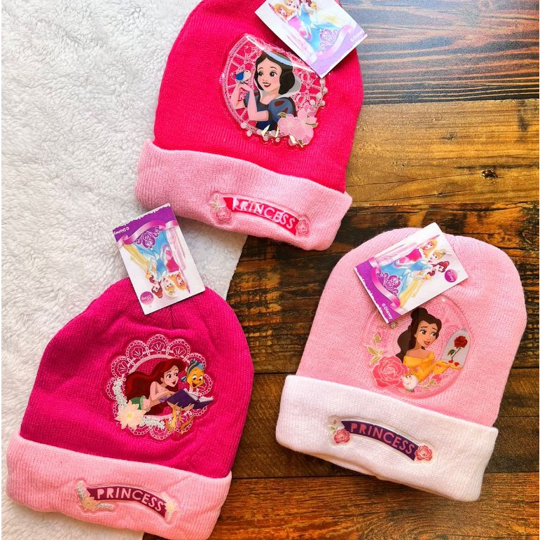 kit 2 Touca Gorro Forrada Infantil Disney Menina Princesas Minnie Quentinha Inverno
