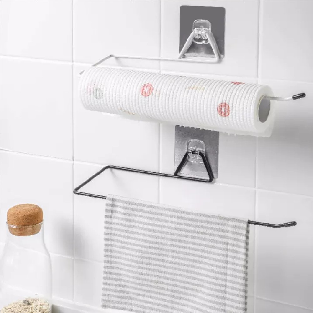 Suporte Adesivo para Papel Toalha Gancho Multiuso - Modelo EM9820, Prático e Fácil de Instalar Sem Furos Para Cozinha em Oferta na Shopee