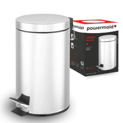 Lixeira Inox 3L com Pedal e Cesto Removível Powermaid para Cozinha e Banheiro