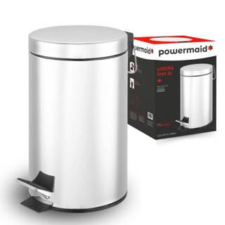 Lixeira Inox 3L com Pedal e Cesto Removível Powermaid para Cozinha e Banheiro em Oferta na Shopee