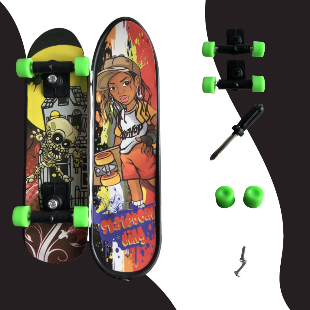Skate Board de Dedo com 2 Unidades e Chave Truck Resistente Rodinhas Brinquedo Criança Infantil