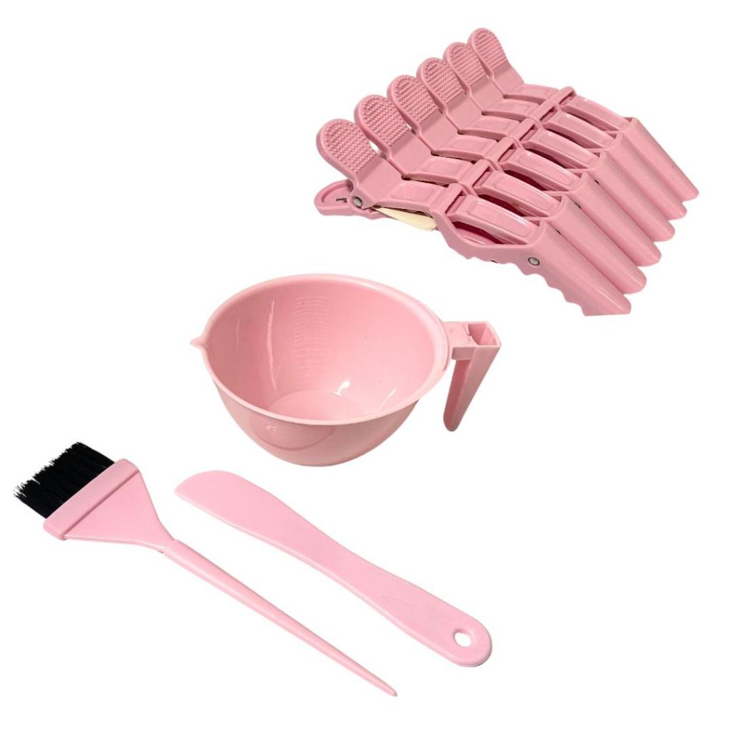 Cumbuca Química Tintura + 6 Presilhas Crocodilo Cores Clipes Profissional para Cabelo