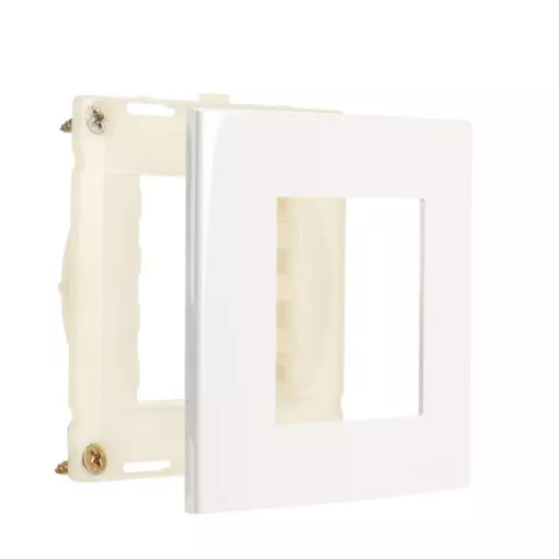 Conjunto Placa Espelho Moldura Tampa Para Interruptores e Tomadas 2 Modulos 80X80 EB SLEEK - MarGirius Branco