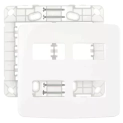Conjunto Placa Espelho Moldura Tampa Para Interruptores e Tomadas 4 Posto Horizontal BR Com Suporte B3 4x4 - MarGirius Branco
