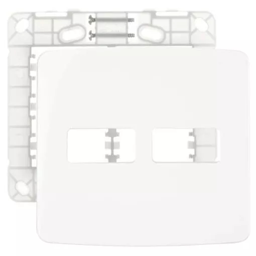 Conjunto Placa Espelho Moldura Tampa Para Interruptores e Tomadas 2 Posto Horizontal BR Com Suporte B3 4x4 - MarGirius Branco