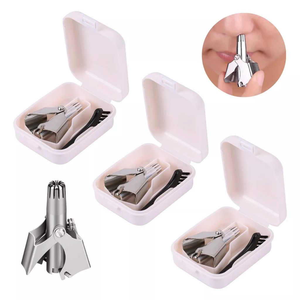 3 Aparador Pelos Nariz Portátil Cortador Caixa Lavável Inox
