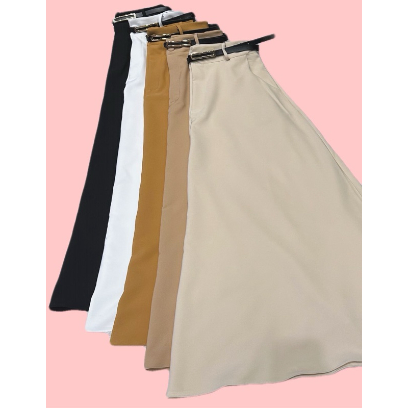 Saia longa feminina elegante corte guarda-chuva, saia guarda-chuva com bolsos - compre uma saia longa e ganhe um cinto — imagem 2 de 2