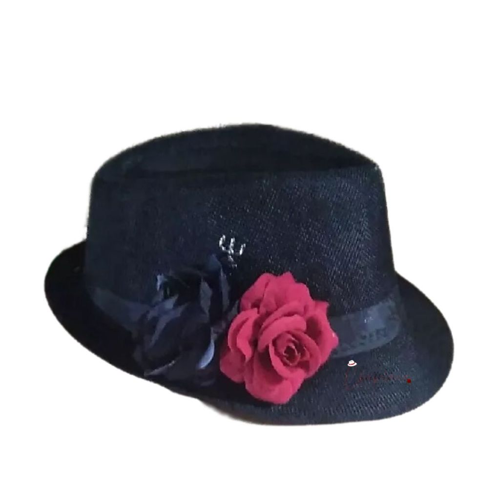 Chapéu Pomba Gira Simples - Rosa Vermelha, preta + garfo