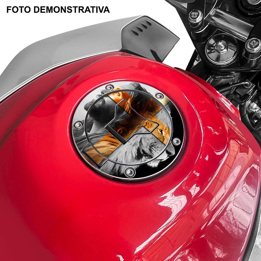 Adesivo Vinil Tampa Tanque Autocolante CG Titan Start Fan 160 Jesus Leao Yeshua Eshua Cruz Moto · foto 2