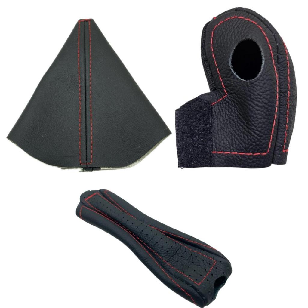 Kit capas em couro manopla de marcha e Freio com Coifa câmbio automático Kia Certa Ex3 2011 2012 2013