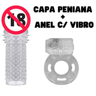 KIT Anel Peniano C/ Vibrador  + Capa Peniana Extensora em Silicone Engrossa Aumenta - SEXY SHOP em Oferta na Shopee