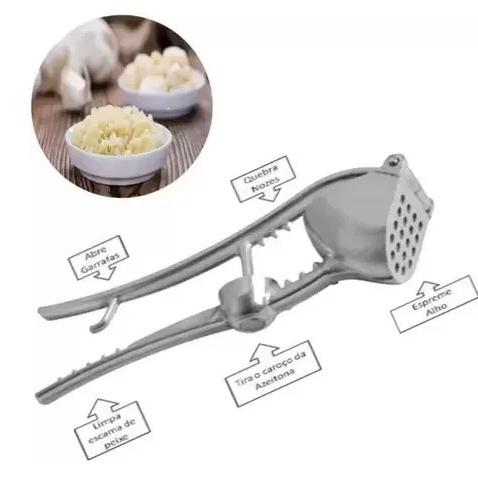 Espremedor de Alho Simples 5 Utilidades aluminio