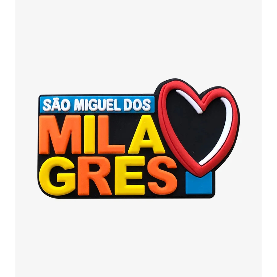 Ímã São Miguel dos Milagres AL Letreiro Coração – Ímã de Geladeira