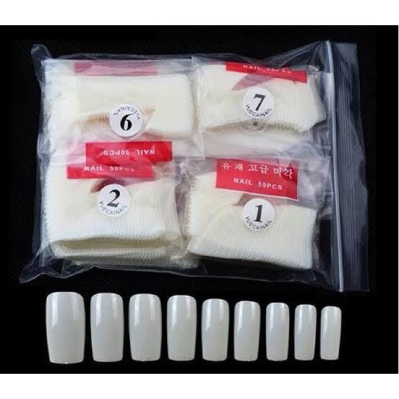 500pcs Unhas Postiças Natural e Transparente - Pacote Com 500 Unhas
