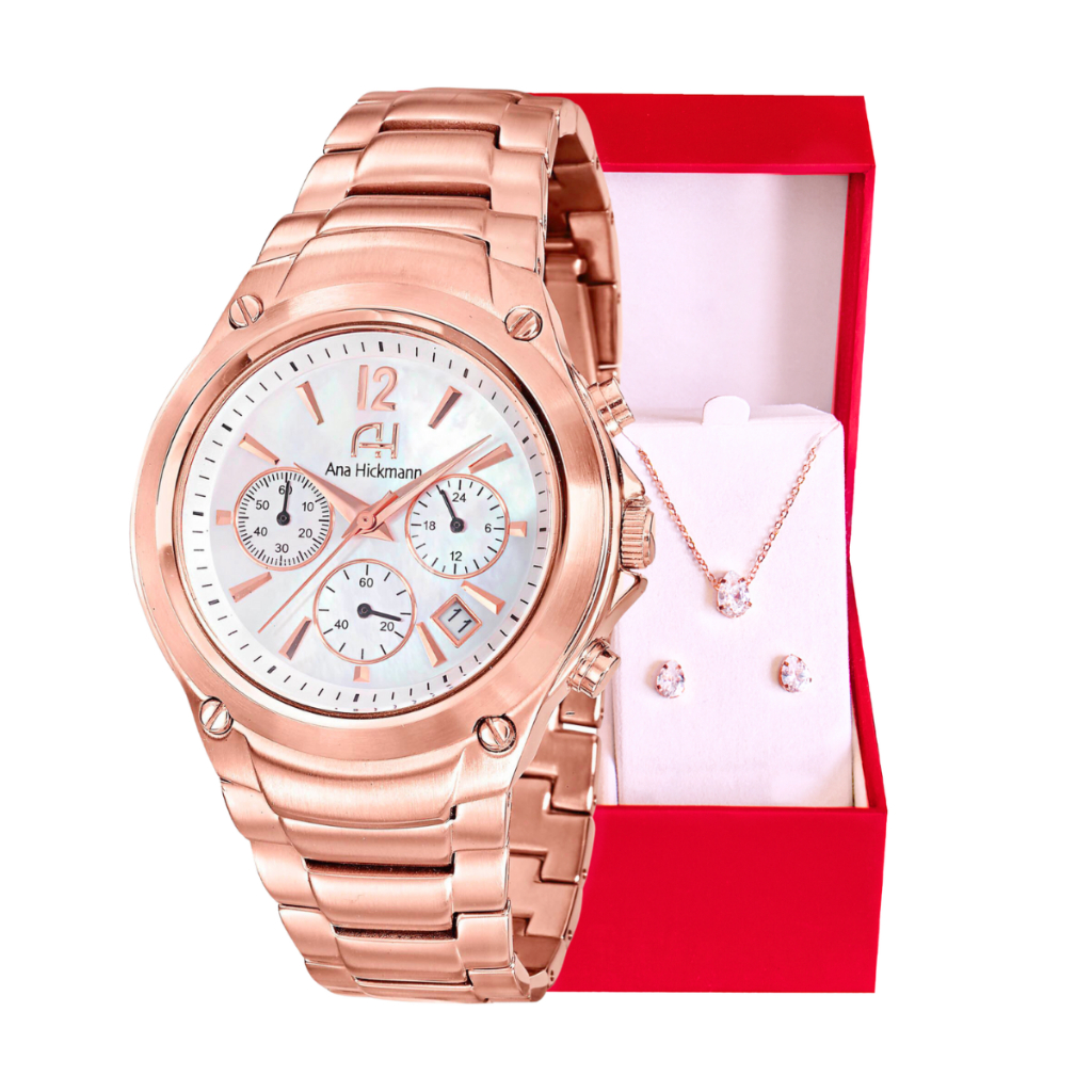Relógio Feminino Champion Ana Hickmann Rosê A Prova D'Água Original Tendência Cronógrafo Colar e Brincos AH30228Z em Oferta na Shopee
