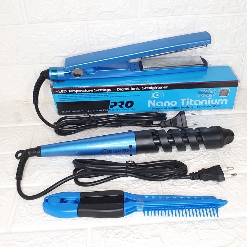 Kit 3 em 1- Prancha Chapinha Íon Titânio Iônica Profissional 450f Prancha de Cabelo 110/22...