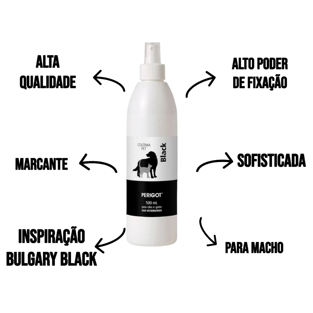 Perfume Colônia Pet Black Perigot De 500ml Para Cães