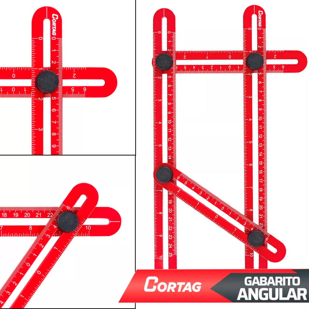 Detalhes do Régua Multi Ângulos Gabarito Para Cortar Piso Azulejo Madeiras Facilita Corte Certo - CORTAG