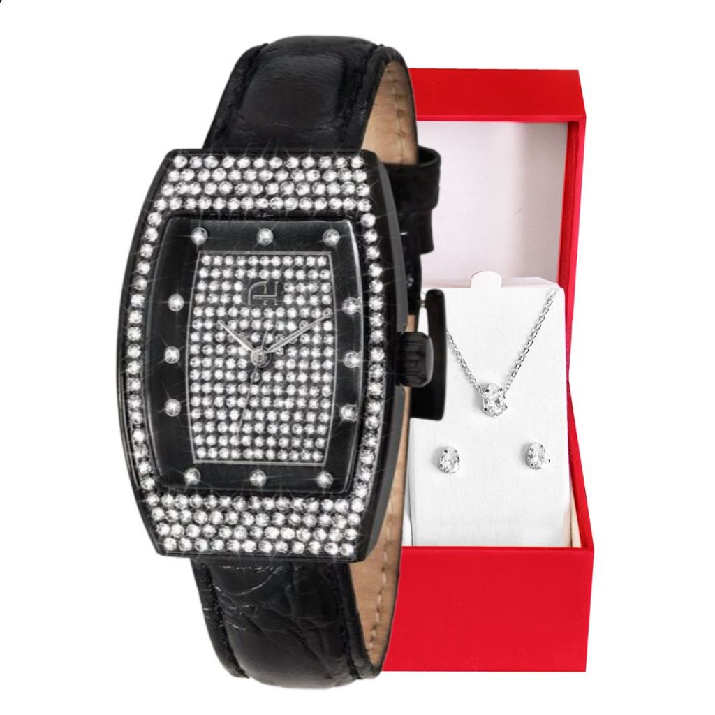 Relógio Feminino Champion Ana Hickmann Quadrado Original Mulher Esposa Mãe Barato Couro  Kit Colar e Brincos AH28375T