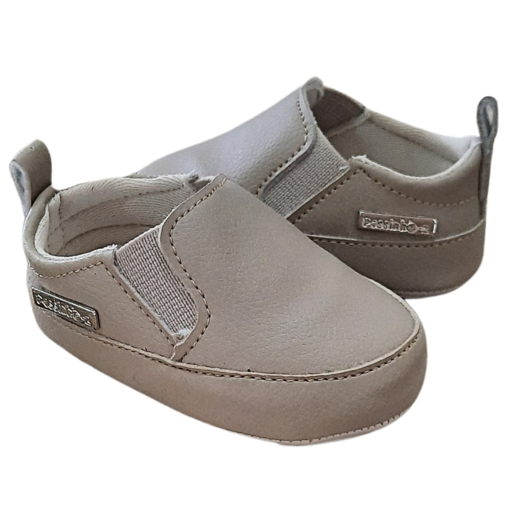 Tenis bebe Sapatênis bebê infantil menino bege marrom sapatinho social mocassim batizado festa casamento