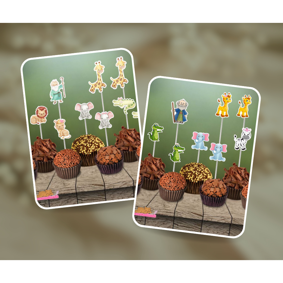 50 Tags Toppers P/ Docinho Doces  Arca de Noé em Oferta na Shopee
