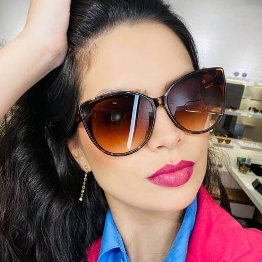 Óculos de Sol Feminino Gatinho Grande Retrô Social Oversized Várias Cores Oval Redondo