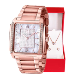 Relógio Feminino Champion Ana Hickmann Rosê Analógico Original Cristais AH28482Z Conjunto colar