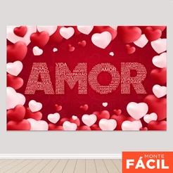 Painel Retangular Dia dos Namorados Horizontal Sublimado 3D Em Tecido