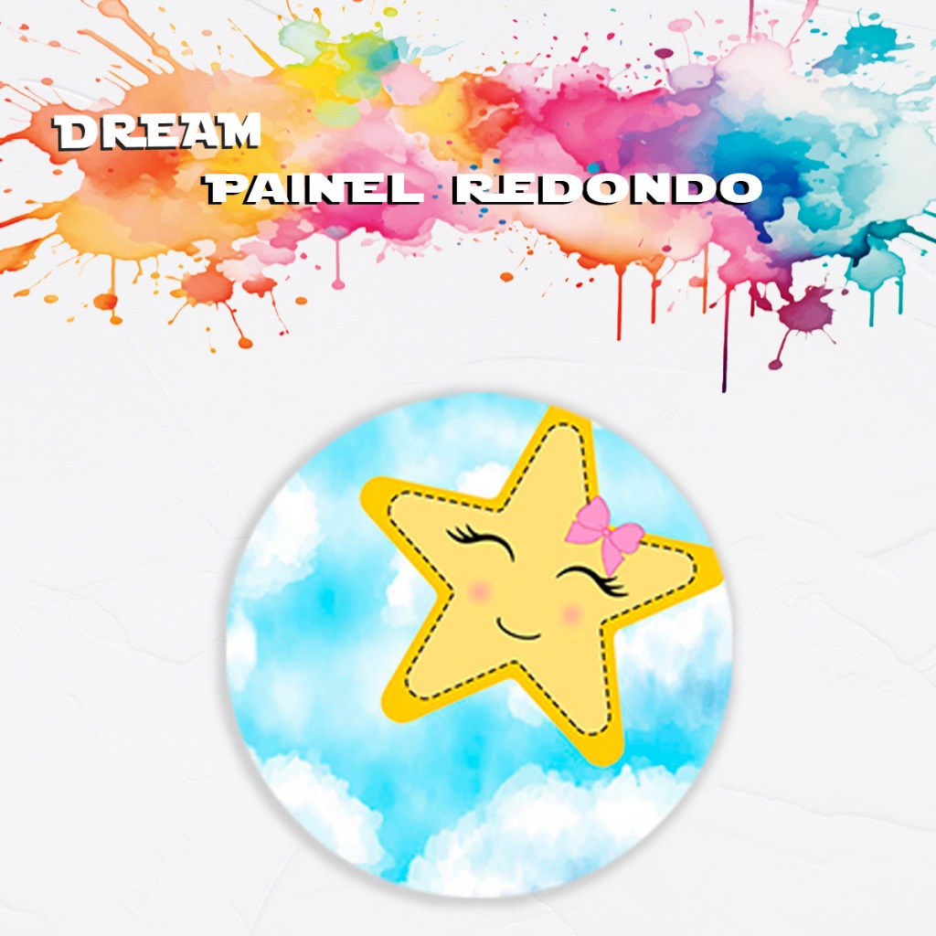 Capa Para Painel Redondo Temático Estelinha Dourada Fofa Menino Menina Bebê Decoração Aniversario Enfeite Cenário  Malha