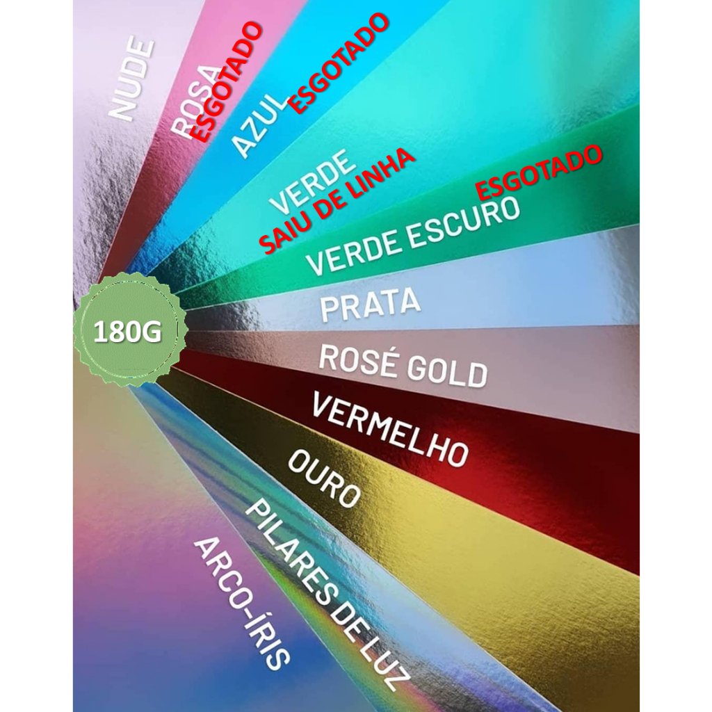 Papel Laminado Lamicote 180g A4 - 20 Folhas - Varias Cores em Oferta na Shopee