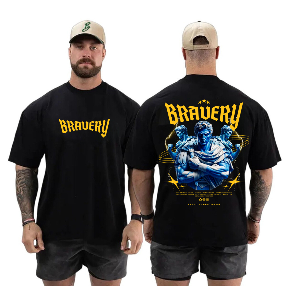 Camiseta oversized bravery estilo anti cardio thavage moda academia lançamento