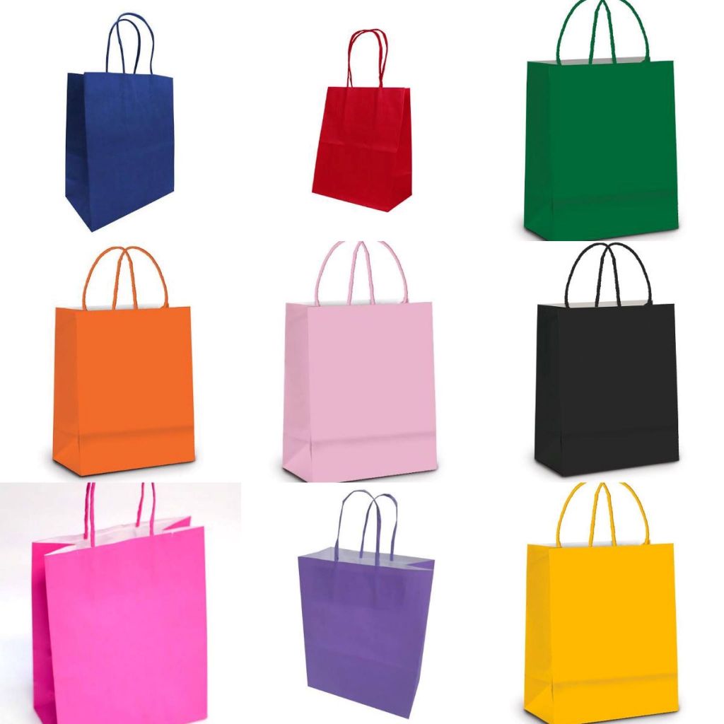 Pacote Com 10 Sacolas De Papel Escolha a Cor e Tamanho em Oferta na Shopee