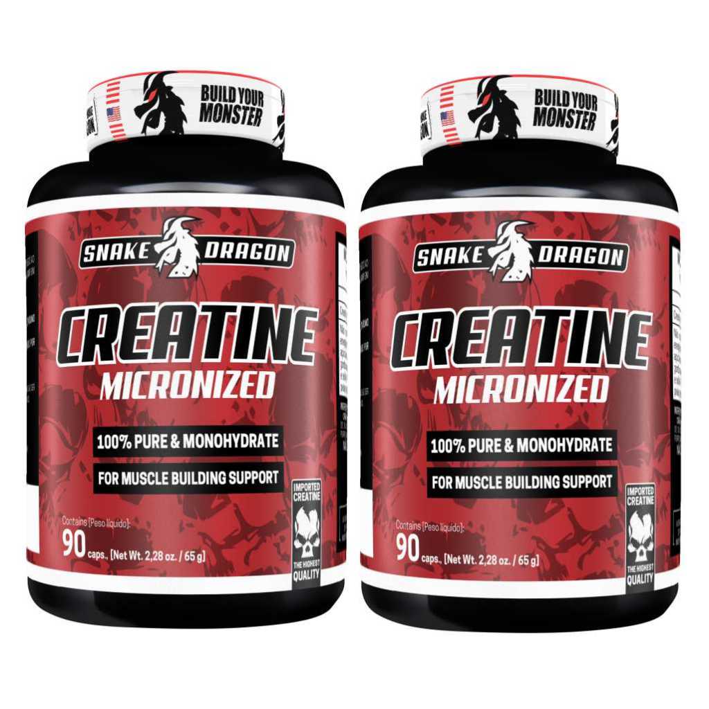 Kit 2z Creatina Micronized, 90 cáps - Snake Dragon Red (100% Pura, Original e Importada)