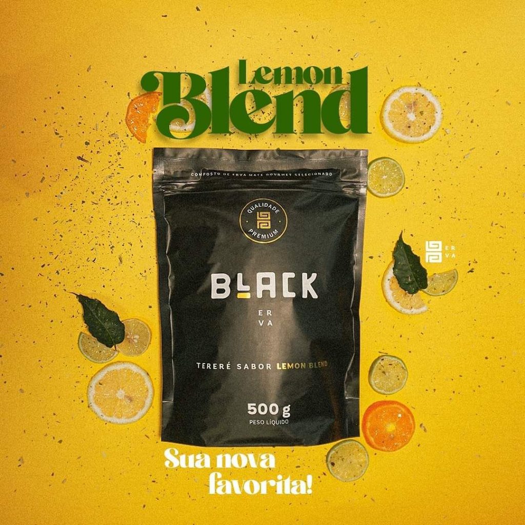 Erva mate para terere Black Erva pacote 500 gramas sabor Lemon Blend