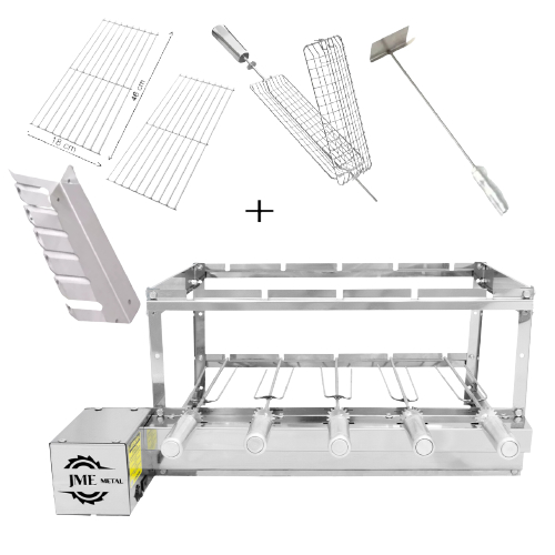 Churrasqueira Grill Giratória Inox 5 Espetos Mais Acessórios J5 em Oferta na Shopee