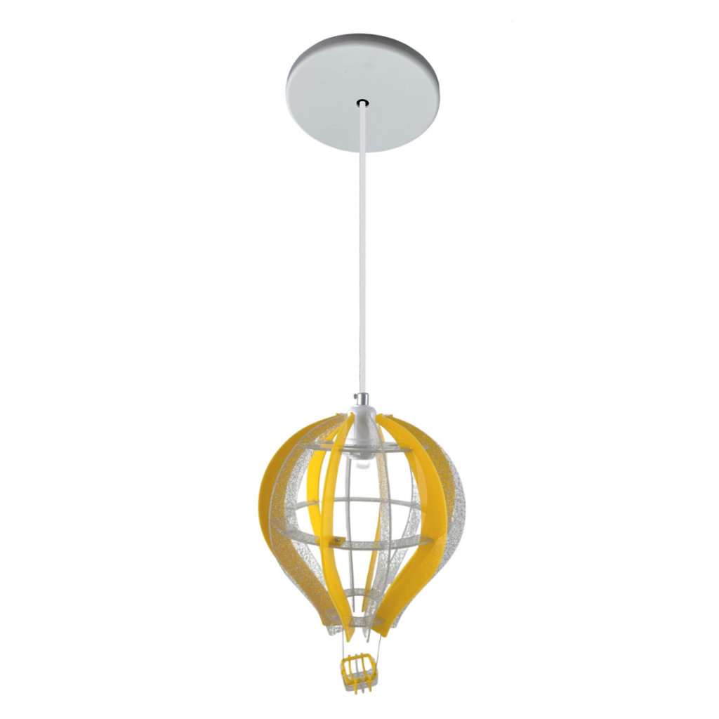 Luminária Pendente Balão Infantil Quarto Menina(o) Amarelo decoração quarto led bebê decoração