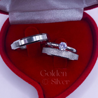 Par de Aliança de Namoro Compromisso Brilhante Casal e Chanfrada Prata Lisa + Anel Solitário em Oferta na Shopee
