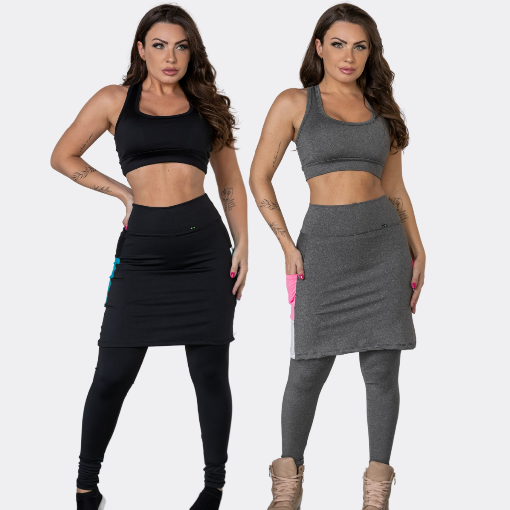 Kit 2 calça saia academia leg saia moda evangelica treino legging