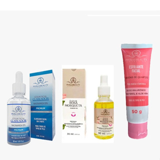Kit com Sérum Facial Rosa Mosqueta +Sérum Facial Clareador +Esfoliante Facial PhalleBeauty em Oferta na Shopee