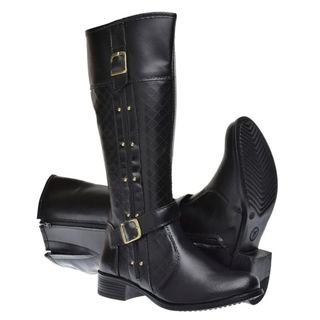 Bota Feminina Cano longo Com Ziper E Fivela Montaria
