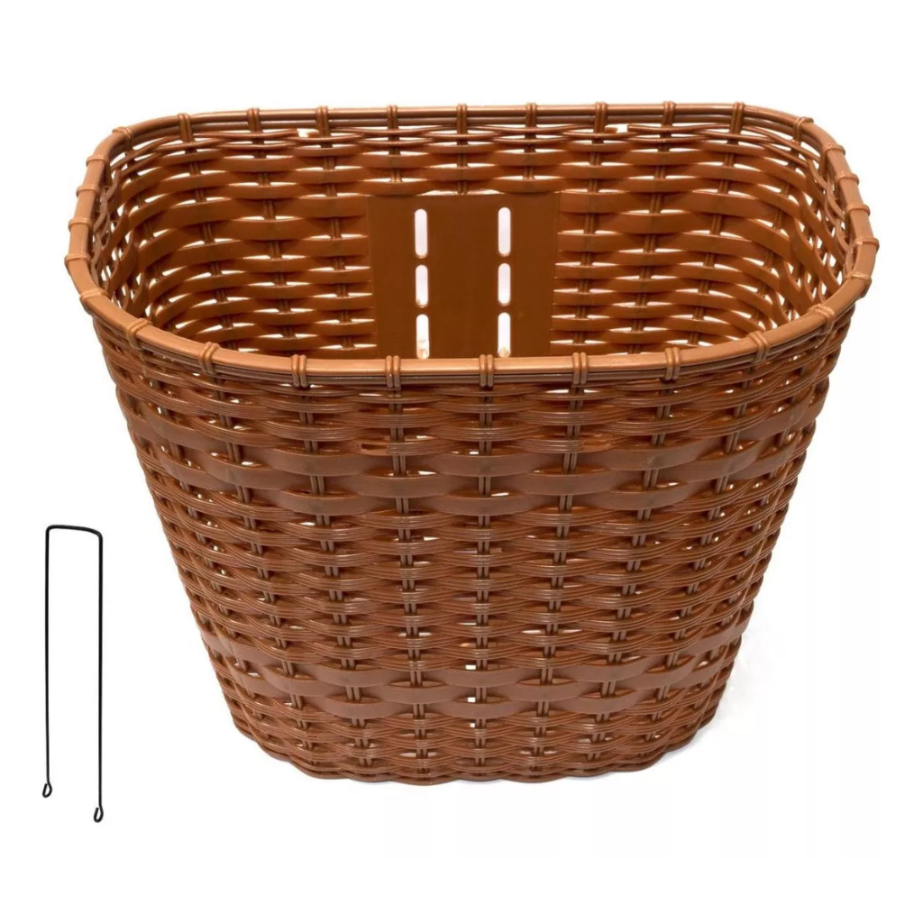 Cesta Bike Aro 26 Oval Em Plástico Marrom Suporte Aço Resistente em Oferta na Shopee