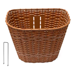 Cesta Bike Aro 26 Oval Em Plástico Marrom Suporte Aço Resistente