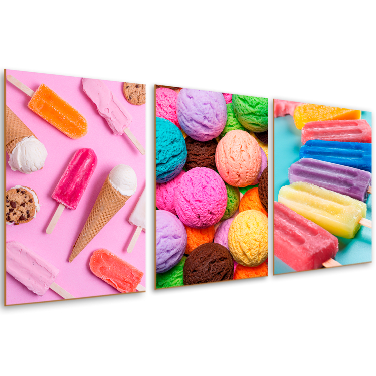 Quadros Decorativos Placas Mdf Sorveteria Picolé Açai Kit 3 Unid Sorvete Gelato Milkshake