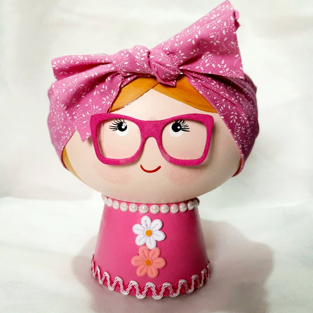 Cachepot Vasinho Bonequinha Turbante Decorada Porta-objeto Enfeite