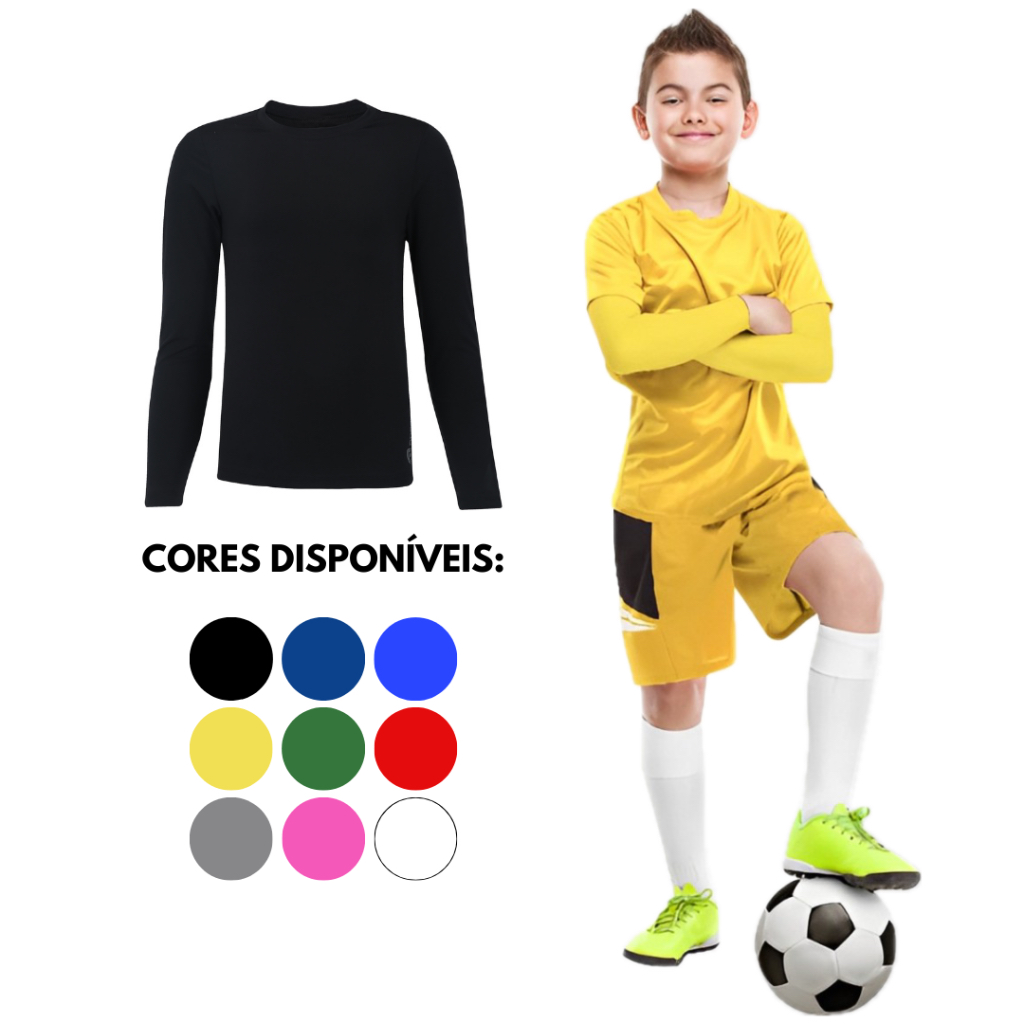 Camisa térmica infantil proteção solar segunda pele