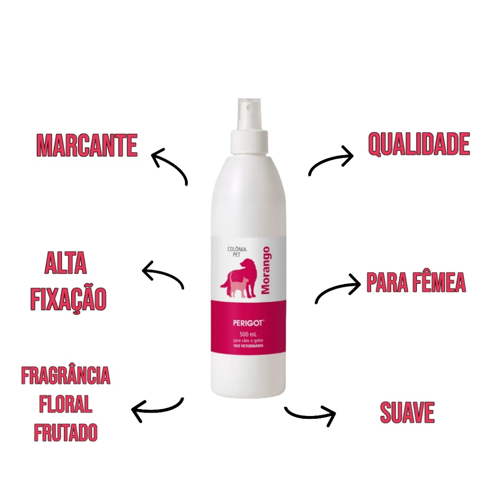 Perfume Colônia Pet Morango Silvester Perigot De 500ml